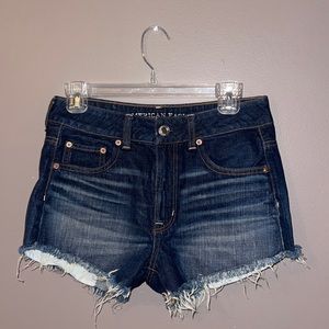 American Eagle Festival Hi-Rise Dark Wash Shorts Size 4